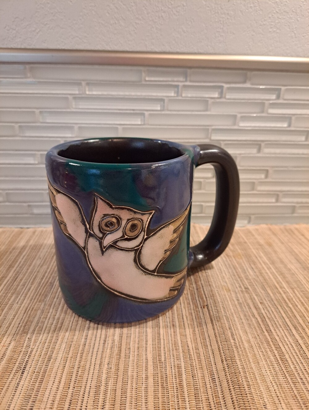 2 MARA Coffee Cup Butterfly & Owl Mug DESIGN BY MARA Mexico Pottery 16 Oz Heavy - Picture 4 of 8
